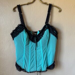 Cacique Ruffle Polka Dot Corset Top Size 26/28
